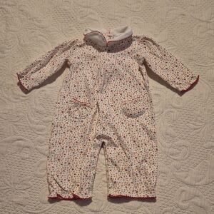 Kissy Kissy girls 3/6 months multi color floral romper picot trims snaps on back